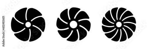 Fan Turbine Icon Sign Symbol Vector Illustration Set
