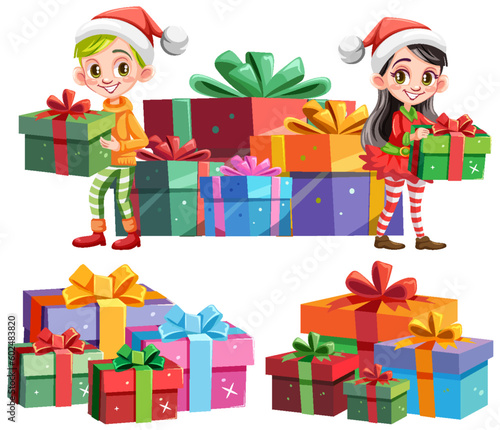 Set of gift box cartoon