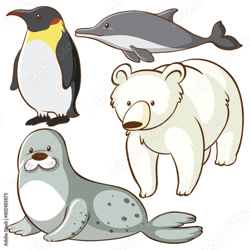 Set of simple animals cartoon character