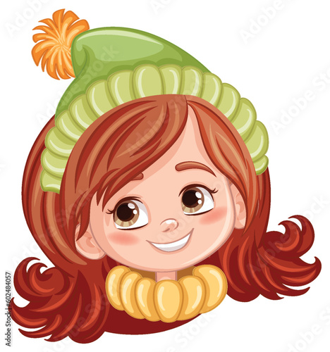 Happy girl head with smiley face