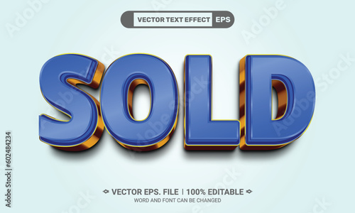 Sold blue and gold 3d editable vector text effect