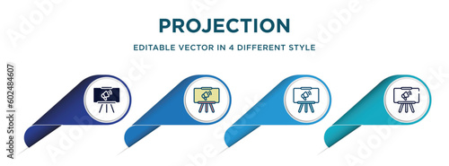projection icon in 4 different styles such as filled, color, glyph, colorful, lineal color. set of vector for web, mobile, ui
