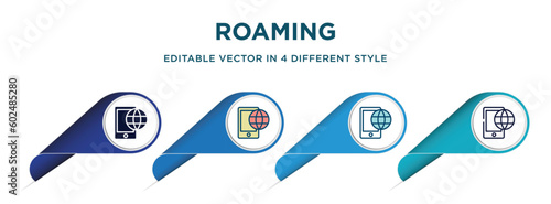 roaming icon in 4 different styles such as filled, color, glyph, colorful, lineal color. set of vector for web, mobile, ui