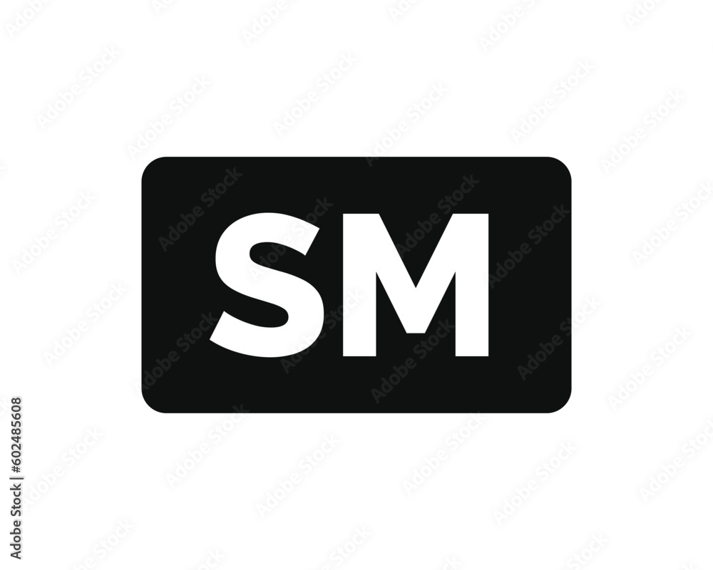 SM mark icon isolated on white background SM mark icon isolated on white background