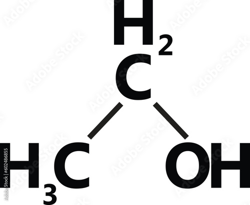 ethanol molecule structure icon on white background. ethanol sign. flat style.