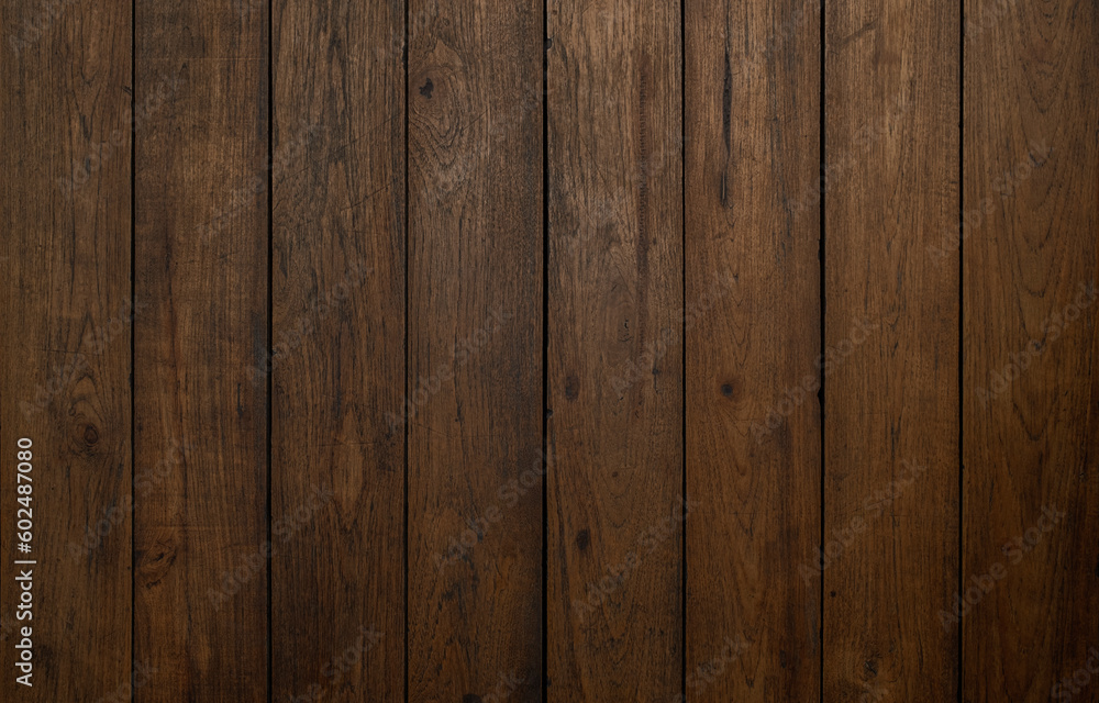 Naklejka premium Brown wood texture from natural tree. Beautifully patterned wooden planks, hardwood floor background