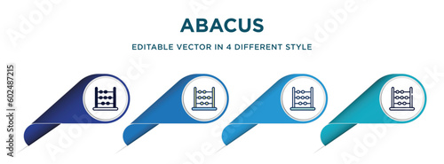 abacus icon in 4 different styles such as filled, color, glyph, colorful, lineal color. set of vector for web, mobile, ui