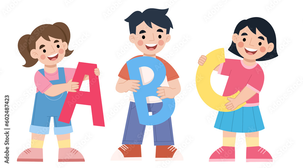 Illustration of kids carrying alphabet illustration children's day Illustration of kids carrying alphabet illustration children's day