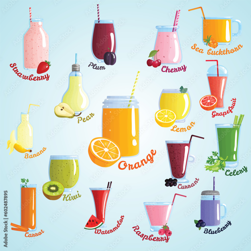 smoothie menu decorative icons cocktail set smoothie menu decorative icons cocktail set