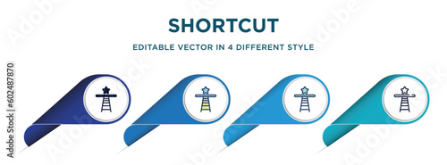 shortcut icon in 4 different styles such as filled, color, glyph, colorful, lineal color. set of vector for web, mobile, ui