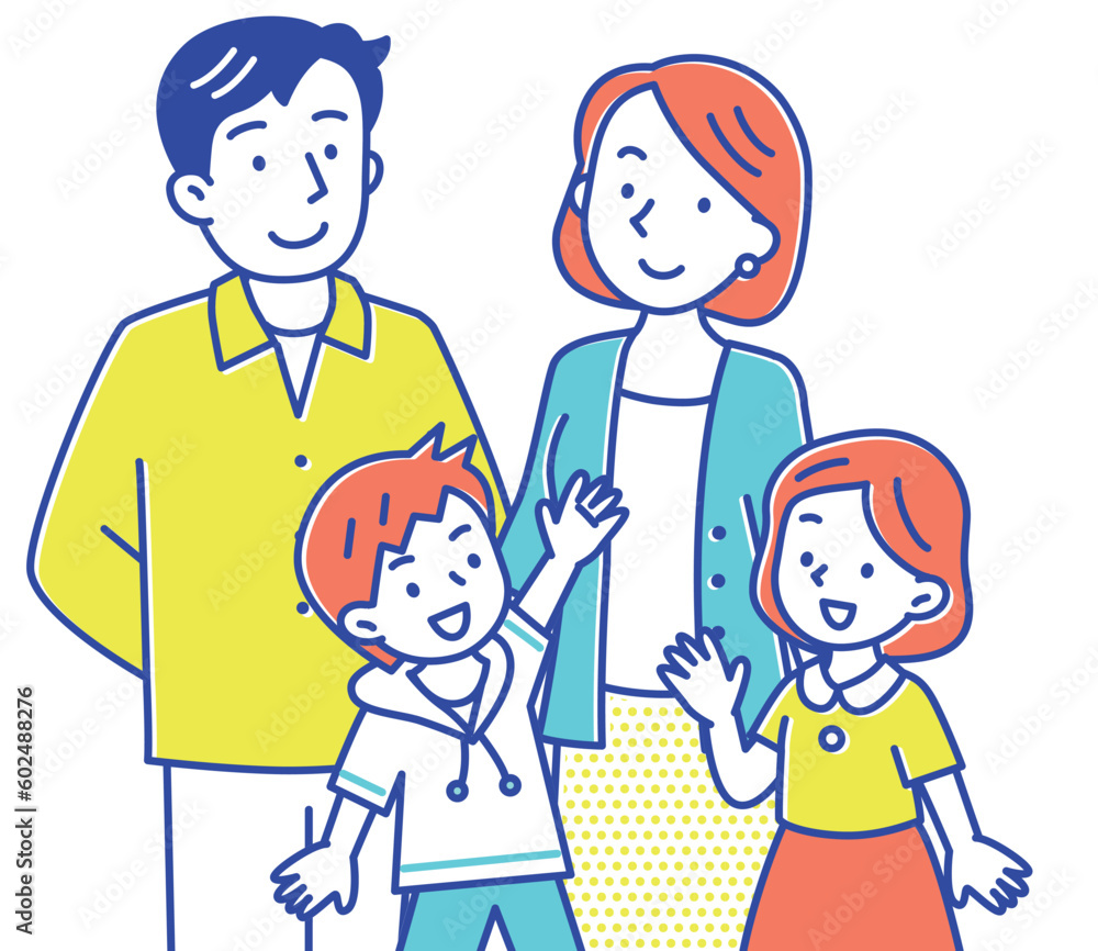 2人の子どもを持つ若い夫婦 4人家族 2人の子どもを持つ若い夫婦 4人家族