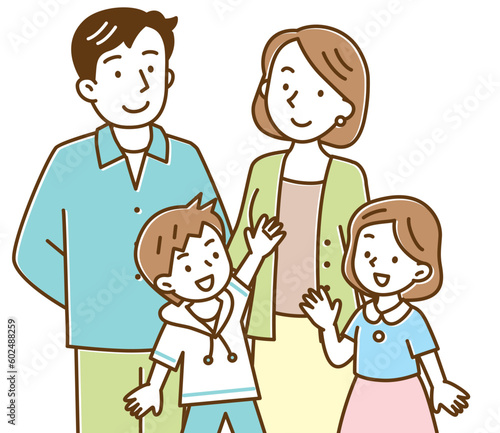 2人の子どもを持つ若い夫婦　4人家族