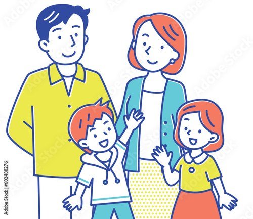 2人の子どもを持つ若い夫婦　4人家族