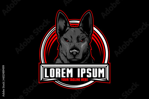 Animal German Shepard badge logo vector template
