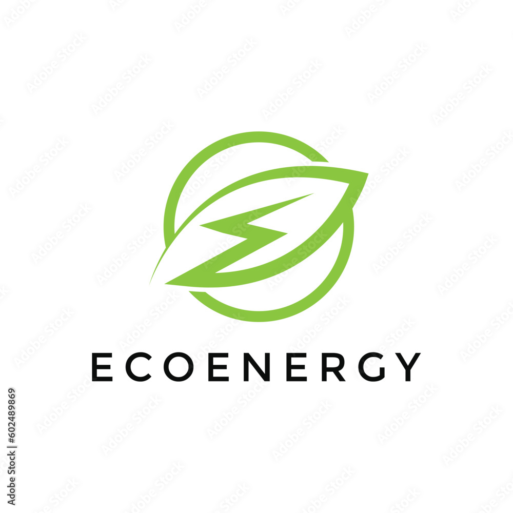 Fototapeta premium eco energy with leaf modern logo design template