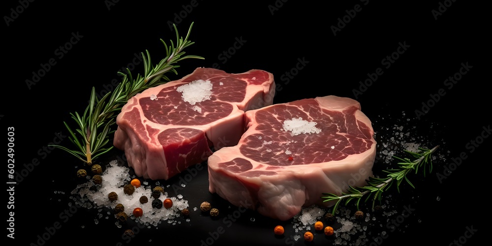 a couple of raw meats sitting on top of a table