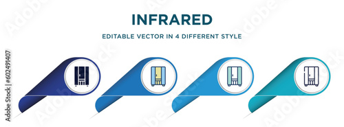 infrared icon in 4 different styles such as filled, color, glyph, colorful, lineal color. set of vector for web, mobile, ui