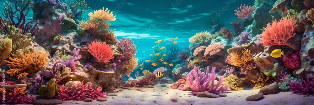 custom made wallpaper toronto digitala painting of an underwater scene with corals and fish