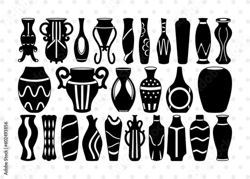 Floor Standing Vase Silhouette, Vase SVG, Ceramic Vase Svg, Pots Svg, Floor Standing Vase Bundle, SB00943