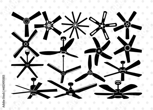 Ceiling Fan Silhouette, Ceiling Fan SVG, Electric Fan Svg, Fan Svg, Ceiling Fan Icon Svg, Ceiling Fan Bundle, SB00933