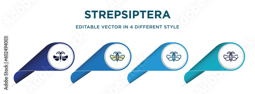 strepsiptera icon in 4 different styles such as filled, color, glyph, colorful, lineal color. set of vector for web, mobile, ui