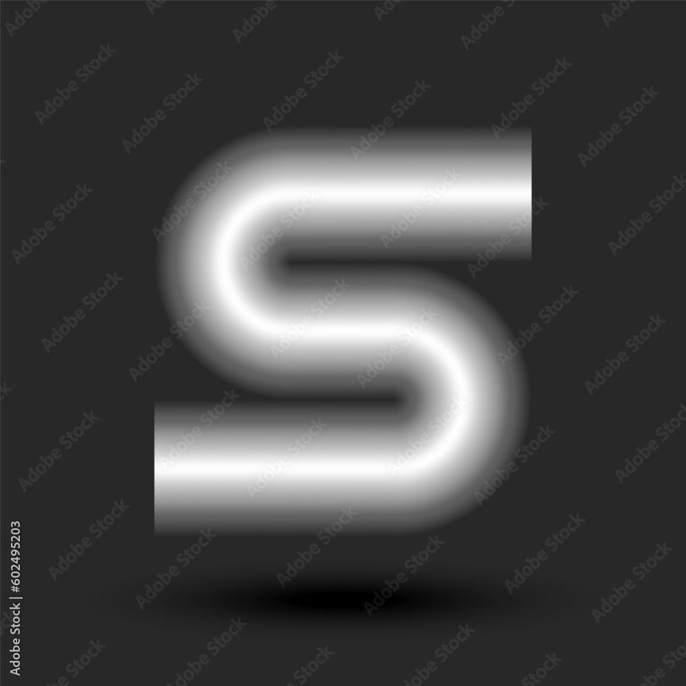 Bold letter S monogram 3d logo metallic tube smooth shape, chrome creative calligraphic lettermark, typography design element. Bold letter S monogram 3d logo metallic tube smooth shape, chrome creative calligraphic lettermark, typography design element.