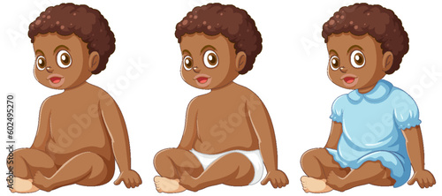 Set of African baby girl