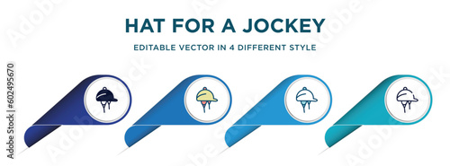 hat for a jockey icon in 4 different styles such as filled, color, glyph, colorful, lineal color. set of vector for web, mobile, ui