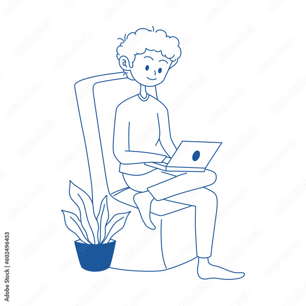 work from home vector illustration on white background
