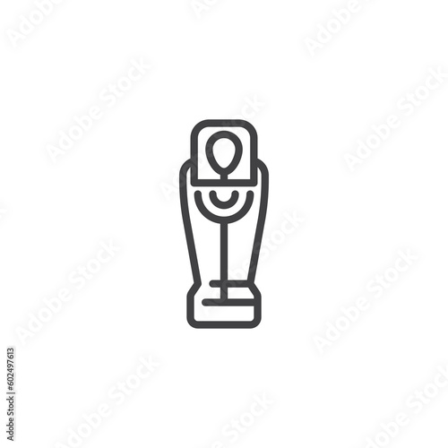 Egyptian sarcophagus exhibition line icon
