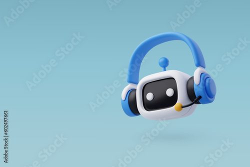 3d Vector Robot chatbot, AI support in technology and business concept