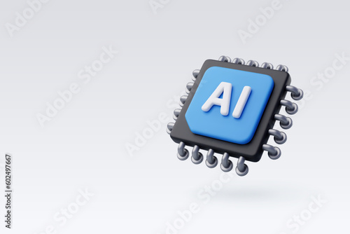 3d Vector AI Chip, AI in science and business, Technology and engineering concept.