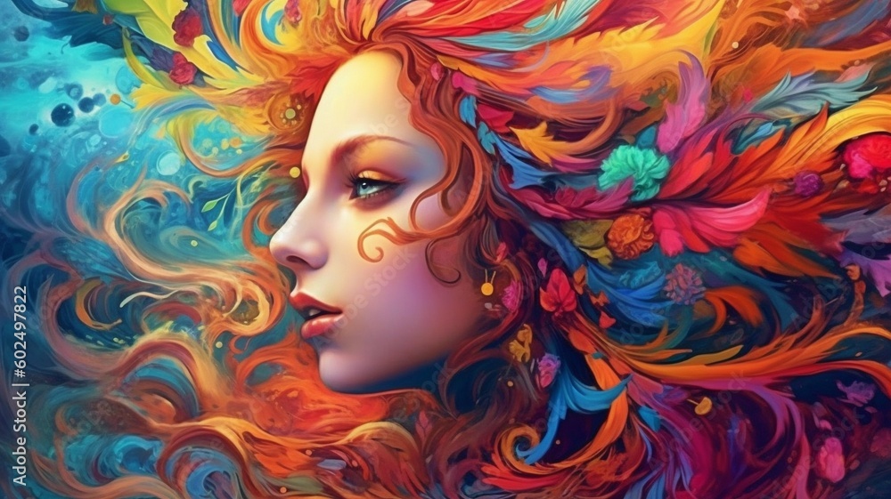 3-dimensional multicolored abstract face painting. GENERATE AI 3-dimensional multicolored abstract face painting. GENERATE AI