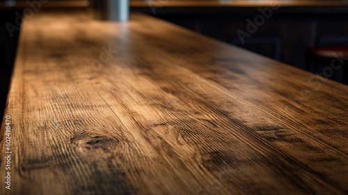 Wallpaper Mural An empty wooden counter table top for product display in a pub or bar. Generative ai Torontodigital.ca