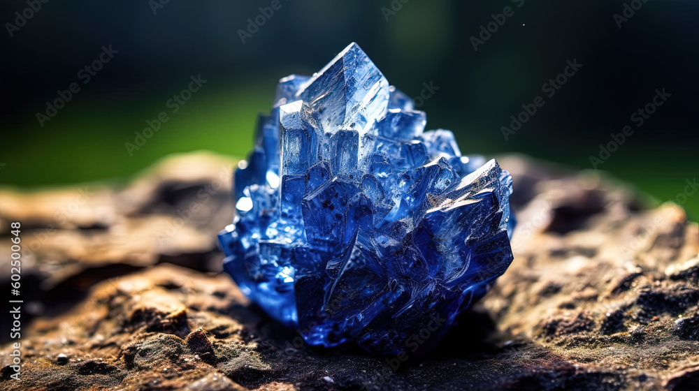 A piece of Benitoite crystal. Rare gemstone. Generative AI A piece of Benitoite crystal. Rare gemstone. Generative AI