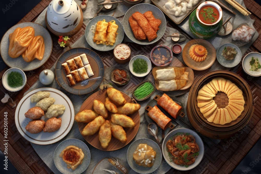 Chinese Dim Sum Meal Background Image