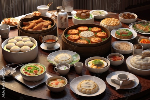 Chinese Dim Sum Meal Background Image