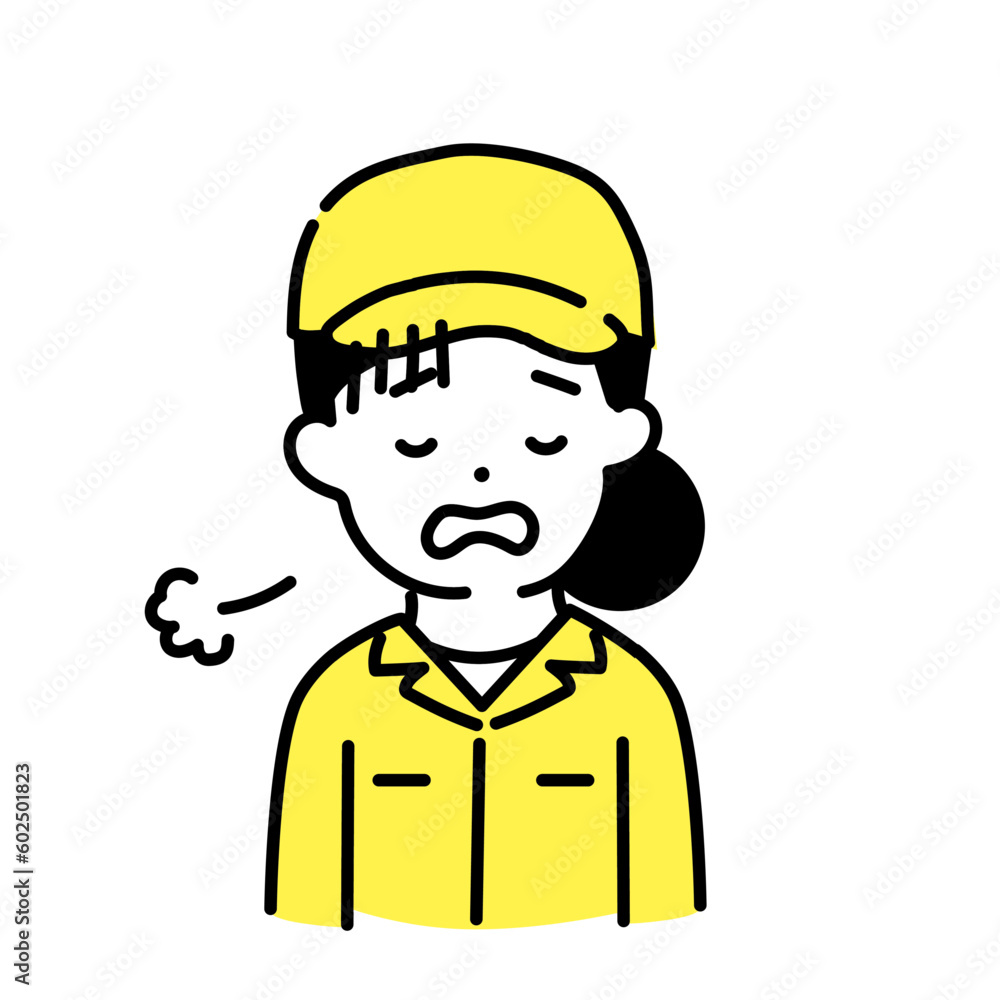 かわいい人物のイラストシリーズ _ 作業員の女性 _ 疲れた かわいい人物のイラストシリーズ _ 作業員の女性 _ 疲れた