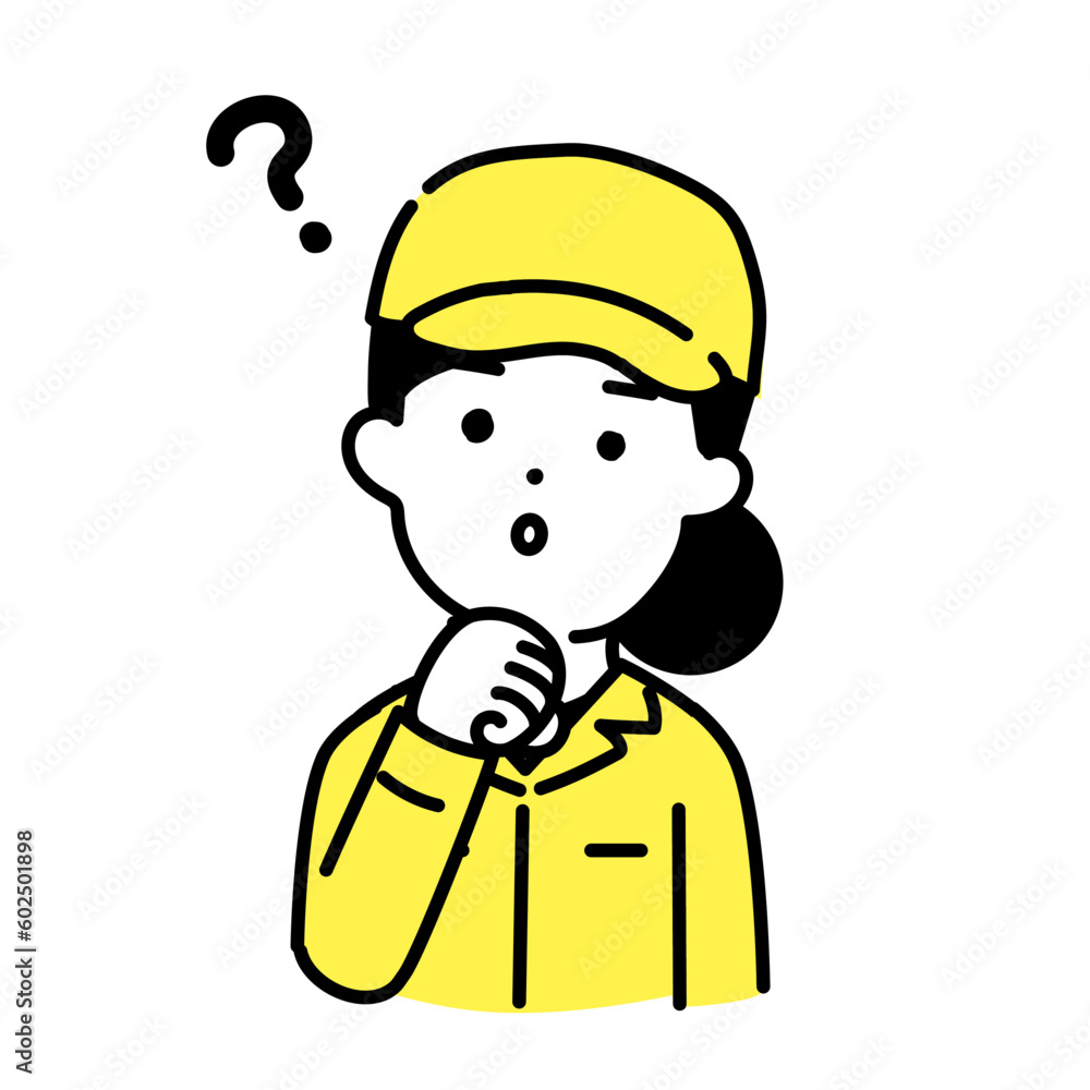 かわいい人物のイラストシリーズ _ 作業員の女性 _ 疑問 かわいい人物のイラストシリーズ _ 作業員の女性 _ 疑問