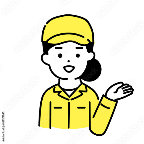 かわいい人物のイラストシリーズ _ 作業員の女性 _ 案内