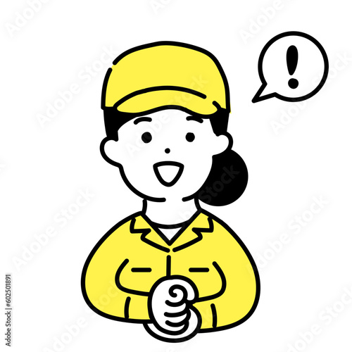 かわいい人物のイラストシリーズ _ 作業員の女性 _ 閃く