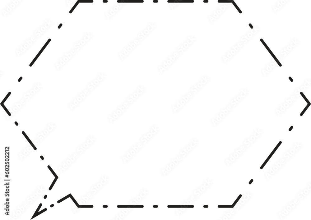 六角形吹き出し　一点鎖線　白塗り
