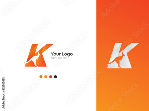 K letter logo featuring kangaroo for strength
