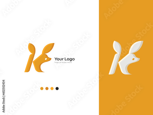 K letter featuring kangaroo for strength and resilience ideal for sportswear brands
