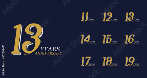 Golden anniversary logo collections. Birthday number for celebration moment with luxury style photo