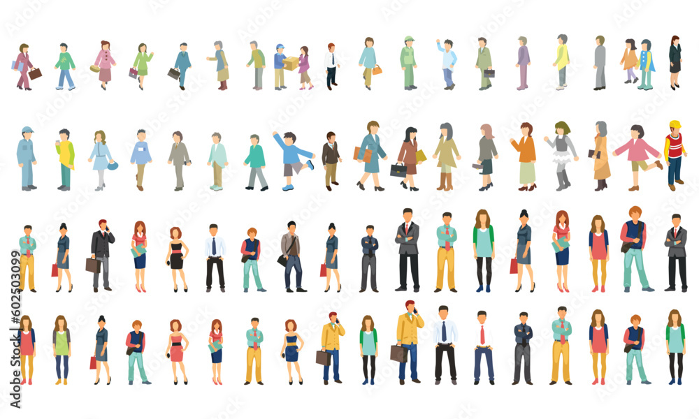 businessmen and women set and human avatar big collection of vector illustration