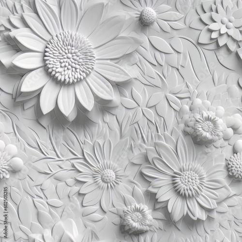 Emboss floral and decorative patterns on paper seamless, tileable repeating patterns