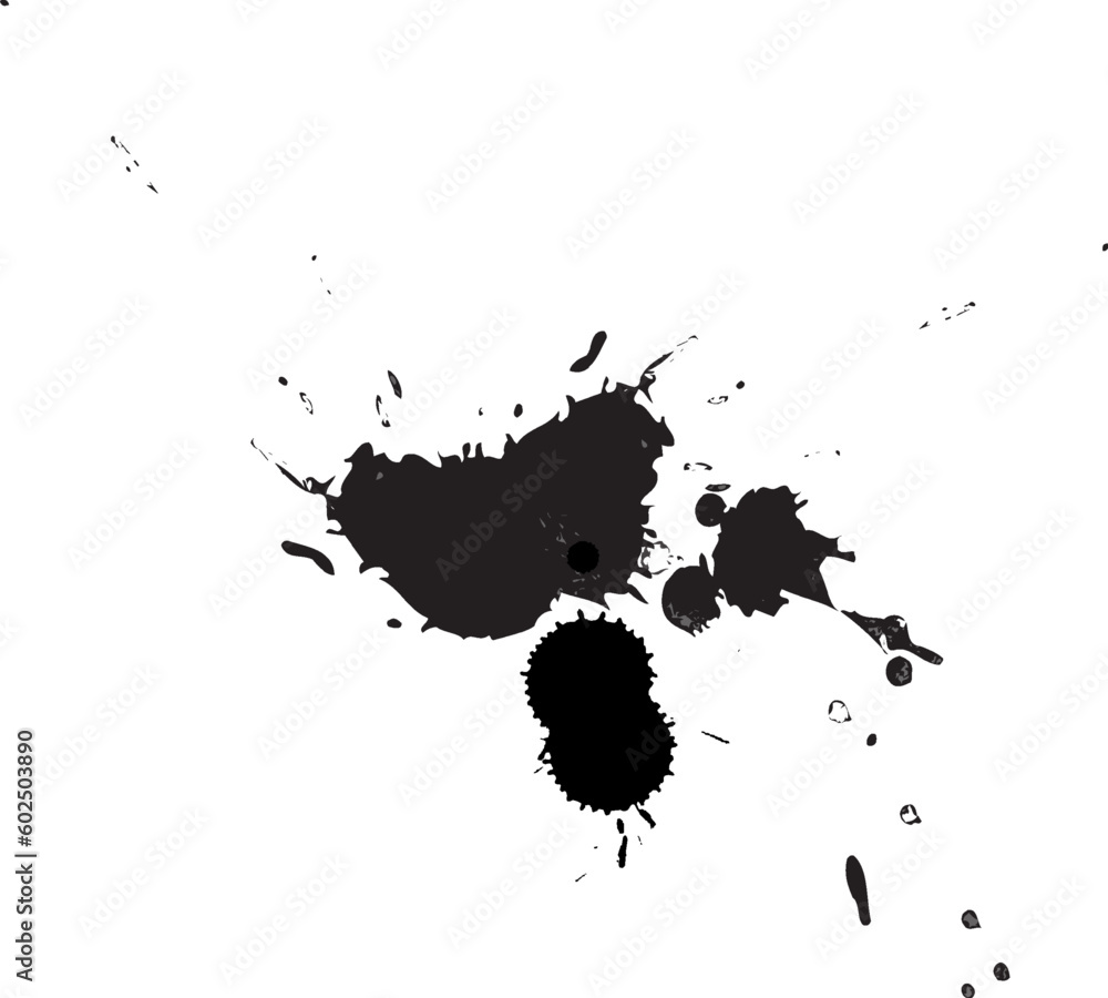 black drop ink splatter watercolor in grunge graphic style