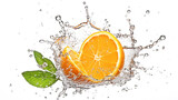 AI generative. Orange fruits and splashing water