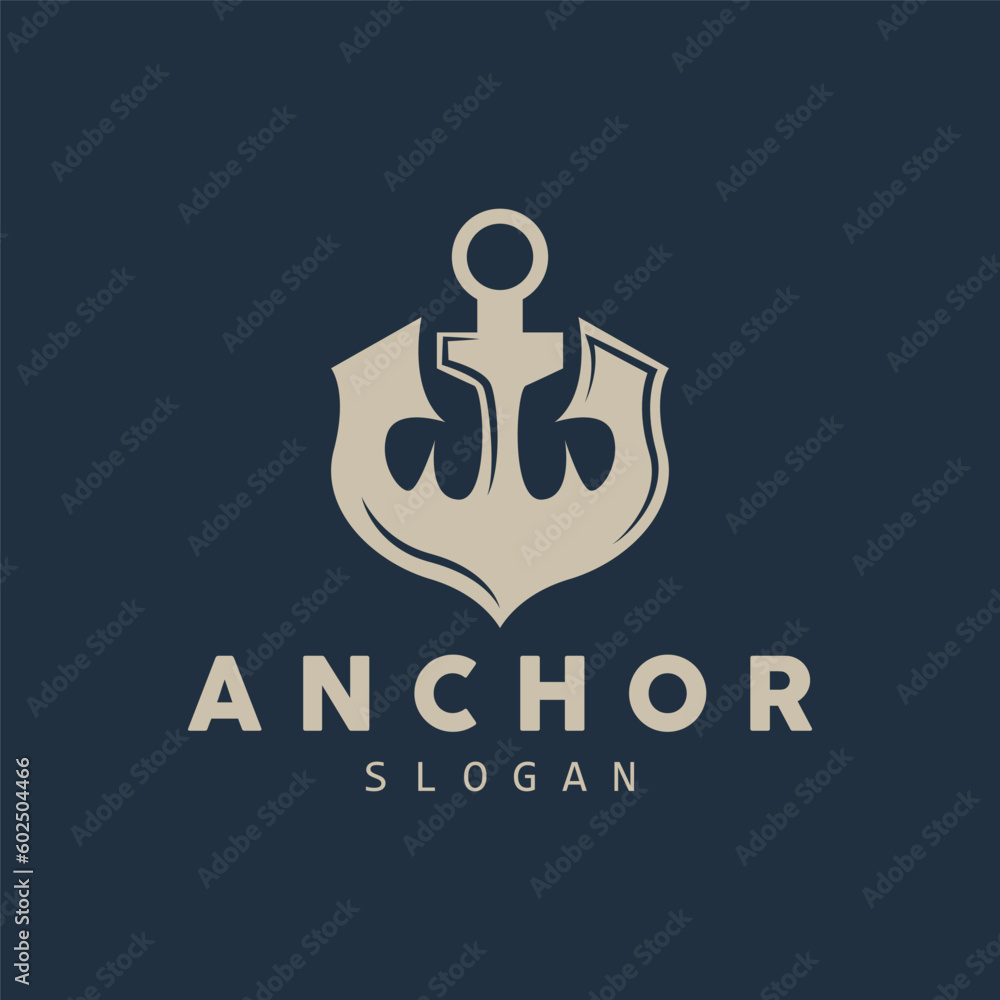 Anchor Logo, Ocean Ship Vector, Simple Minimalist Design, Anchor Icon, Spartan, Ocean, Symbol Template Illustration